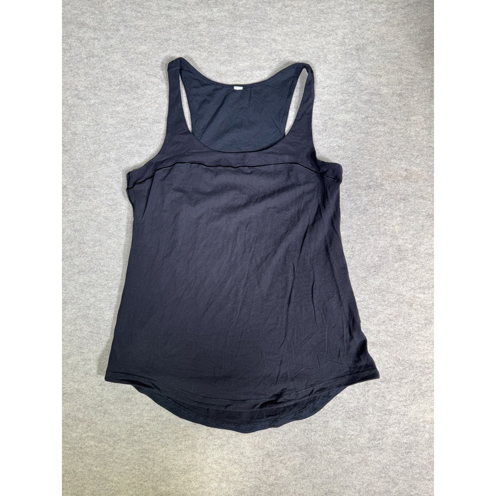 Lululemon Tank Top Women Black Stretch Scoop Neck Shirttail Hem Athletic Running